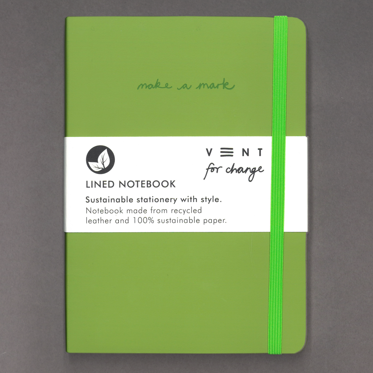 Green Recycled Leather A5 Lined Notebook