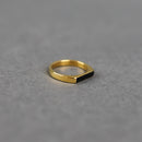 Gold Flat Black Stone Ring