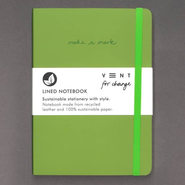 Green Recycled Leather A5 Lined Notebook