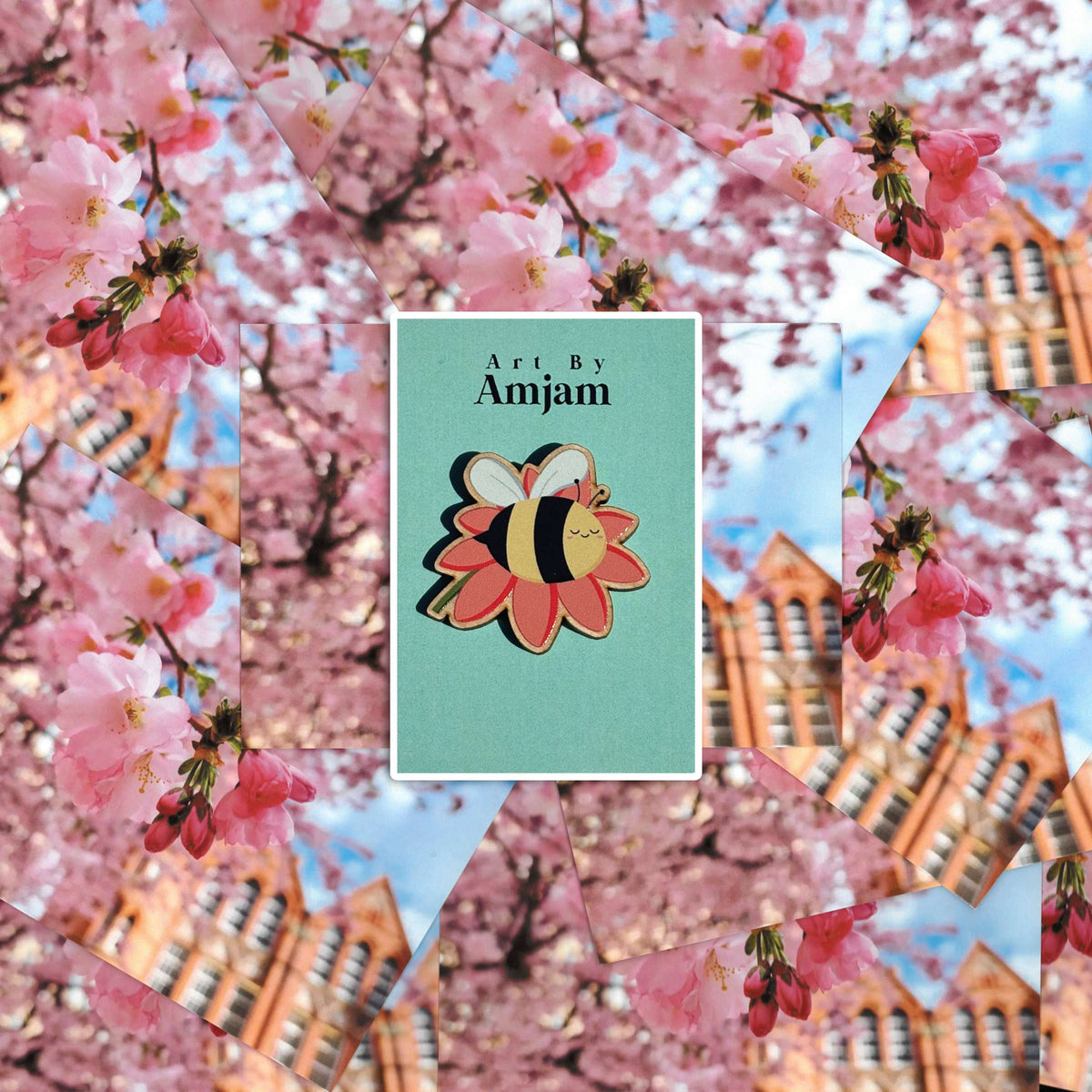 Sleepy Bee Wooden Pin