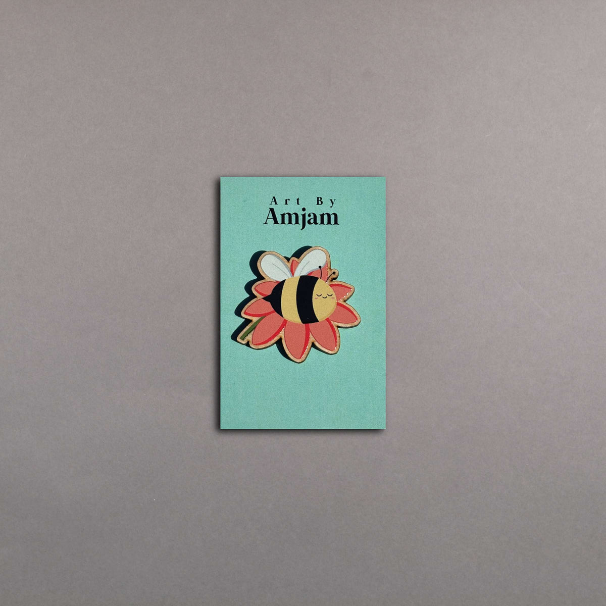 Sleepy Bee Wooden Pin