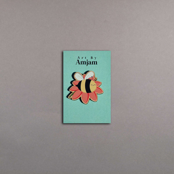 Sleepy Bee Wooden Pin