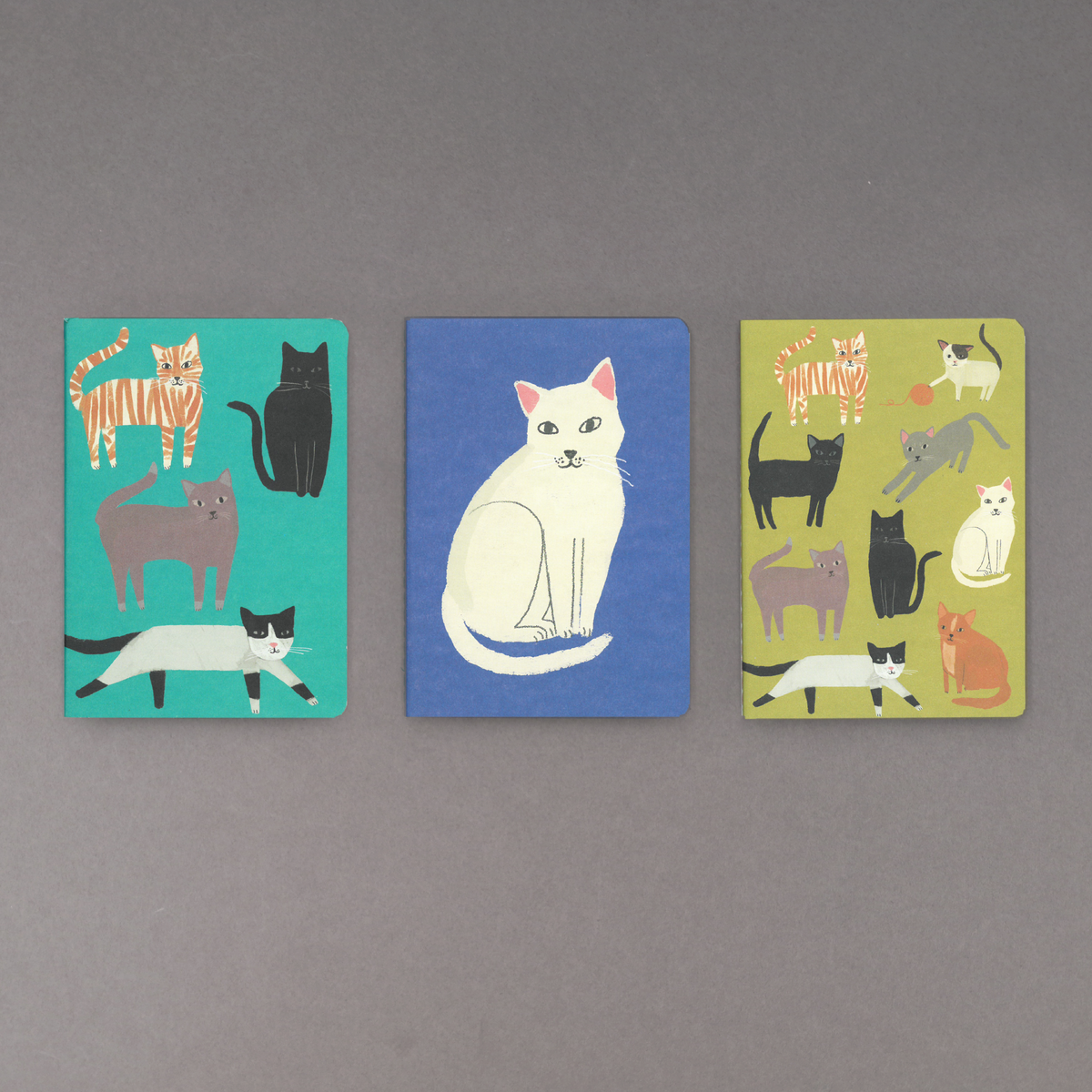 Green Cats Notebooks Set of 3