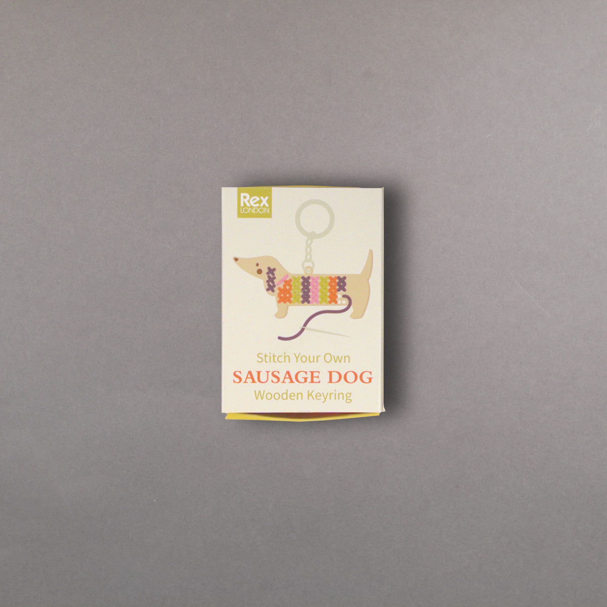 Stitch Your Own Wooden Keyring - Sausage Dog