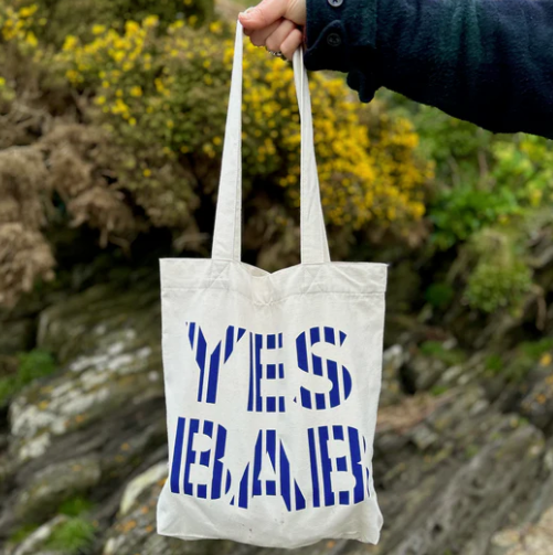YES BAB Stripe Blue and White Tote Bag