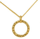 Hammered Circle Necklace: 18ct Gold Plated Silver