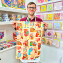 Hugging Animals, 100% Organic Cotton Tea Towel