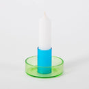 Duo Tone Glass Candle Holder: Green & Blue