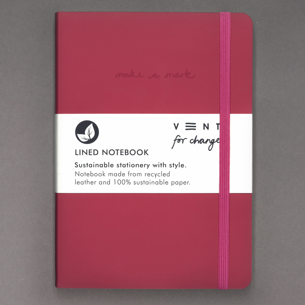 Cherry Recycled Leather A5 Lined Notebook