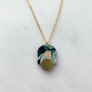 Marble Arc Necklace: Green/pink