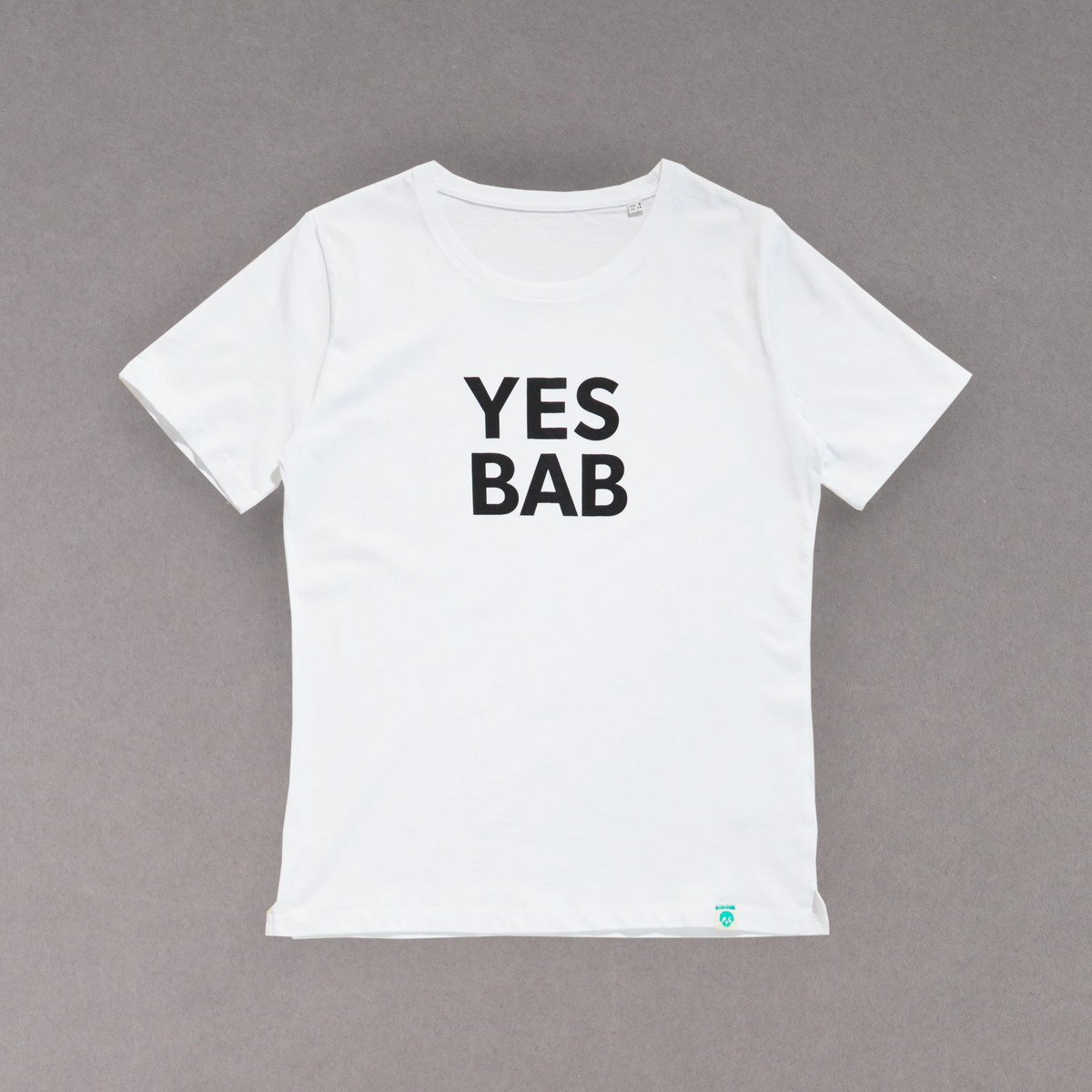 Yes Bab Adult White T-Shirt Black Text